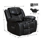 Fauteuil inclinable à large assise en cuir durable avec massage et chauffage