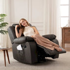 Fauteuil inclinable à large assise en cuir durable avec massage et chauffage