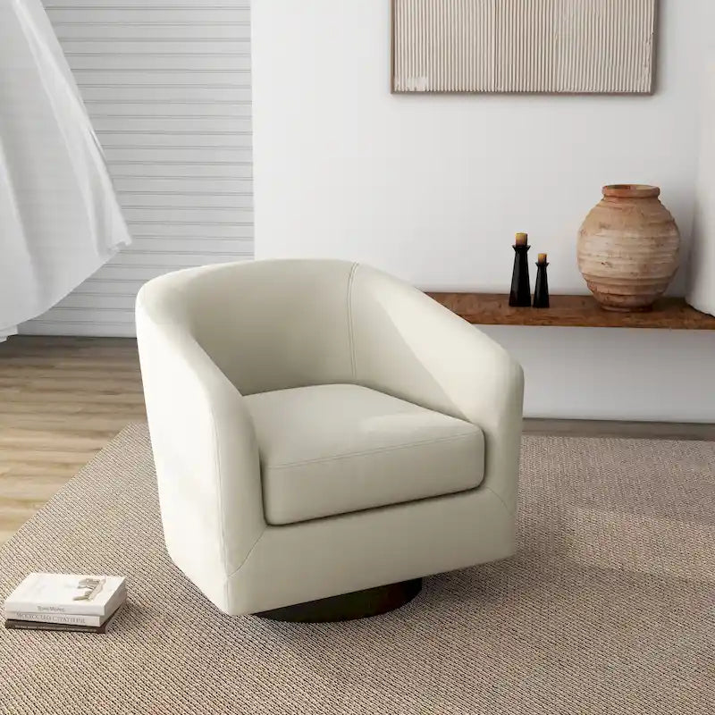Round Barrel Armchair 360-Degree Swivel Accent Chairs