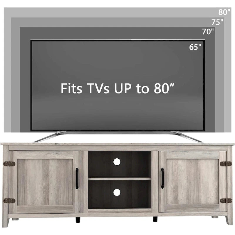 Magnifique meuble TV 70 pouces avec tiroirs, étagères et portes pour salon ou chambre à coucher - 70 pouces