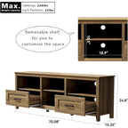 Magnifique meuble TV 70 pouces avec tiroirs, étagères et portes pour salon ou chambre à coucher - 70 pouces