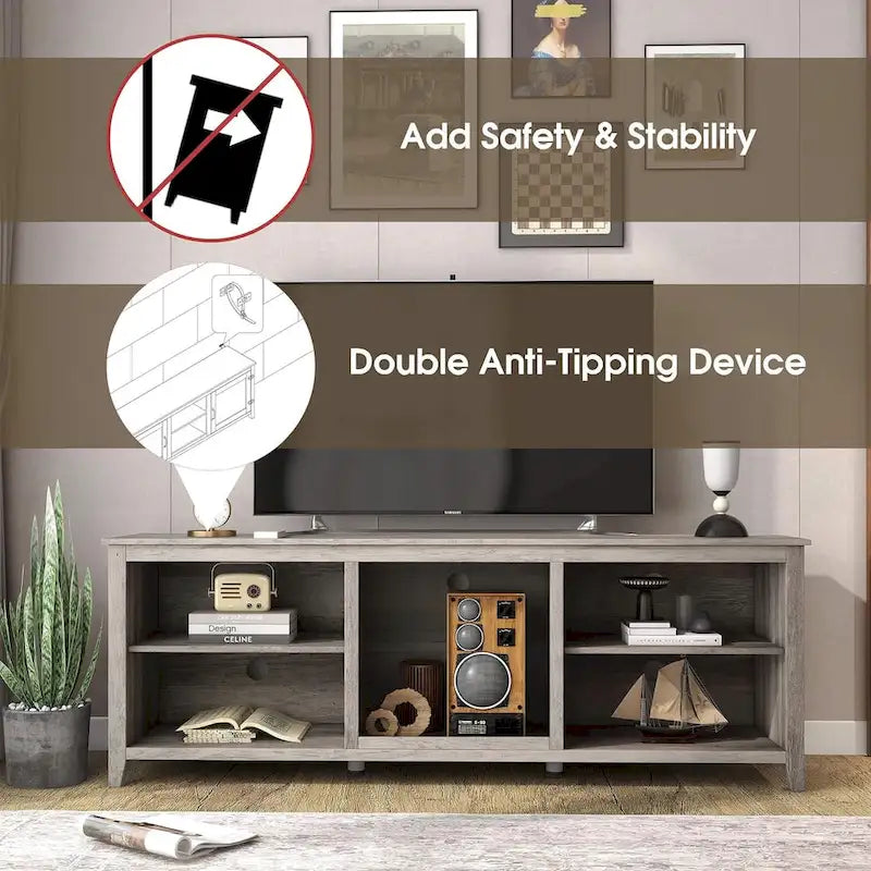 Magnifique meuble TV 70 pouces avec tiroirs, étagères et portes pour salon ou chambre à coucher - 70 pouces