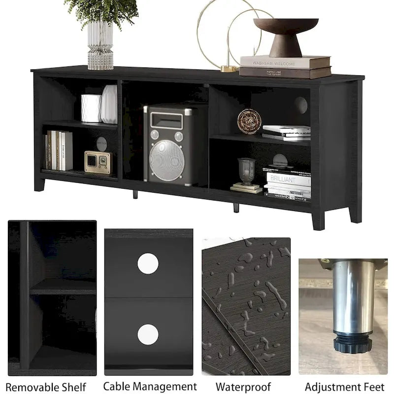 Magnifique meuble TV 70 pouces avec tiroirs, étagères et portes pour salon ou chambre à coucher - 70 pouces