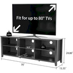 Magnifique meuble TV 70 pouces avec tiroirs, étagères et portes pour salon ou chambre à coucher - 70 pouces