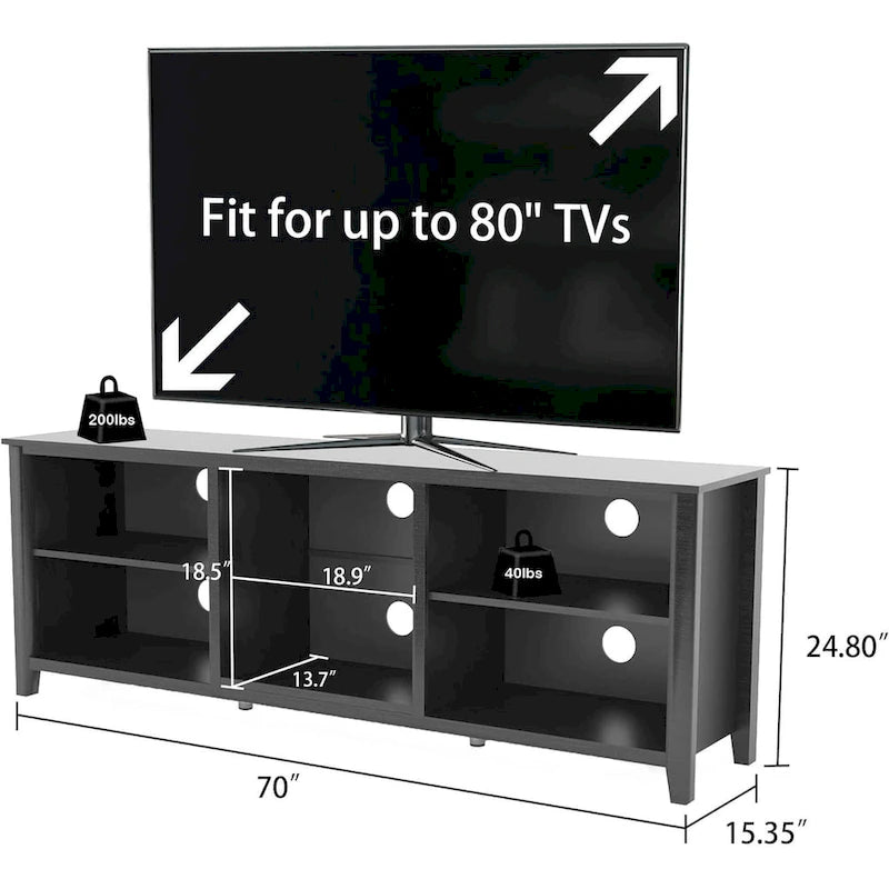 Magnifique meuble TV 70 pouces avec tiroirs, étagères et portes pour salon ou chambre à coucher - 70 pouces