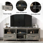 Magnifique meuble TV 70 pouces avec tiroirs, étagères et portes pour salon ou chambre à coucher - 70 pouces
