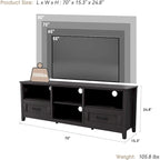 Magnifique meuble TV 70 pouces avec tiroirs, étagères et portes pour salon ou chambre à coucher - 70 pouces