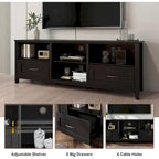 Magnifique meuble TV 70 pouces avec tiroirs, étagères et portes pour salon ou chambre à coucher - 70 pouces