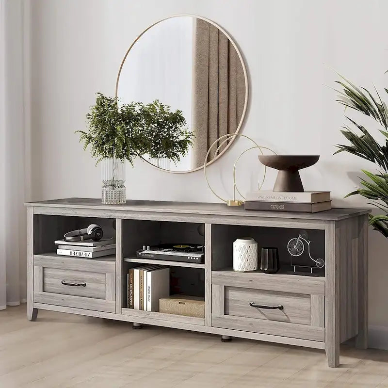 Magnifique meuble TV 70 pouces avec tiroirs, étagères et portes pour salon ou chambre à coucher - 70 pouces