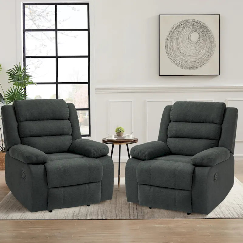 Ensemble de 2 fauteuils inclinables manuels classiques et traditionnels