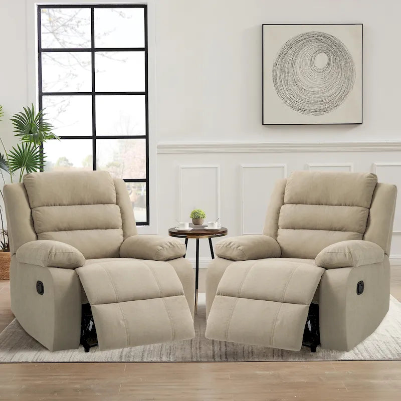 Ensemble de 2 fauteuils inclinables manuels classiques et traditionnels