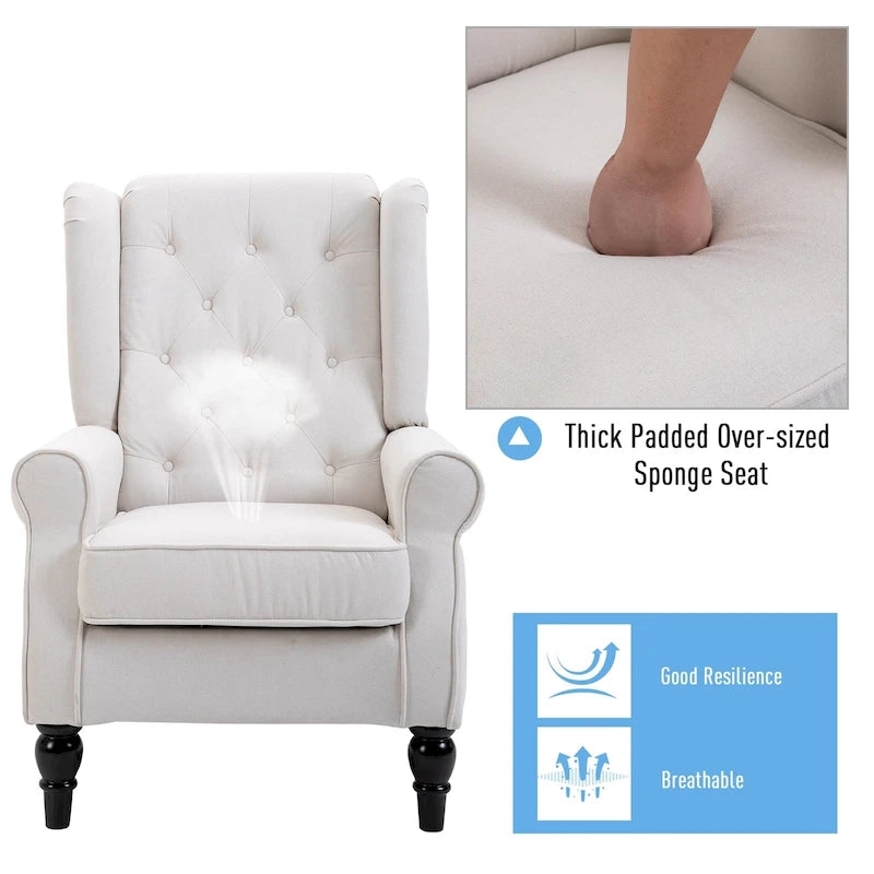 Fauteuil d'appoint HOMCOM Copper Grove Guanta à pieds en bois capitonnés