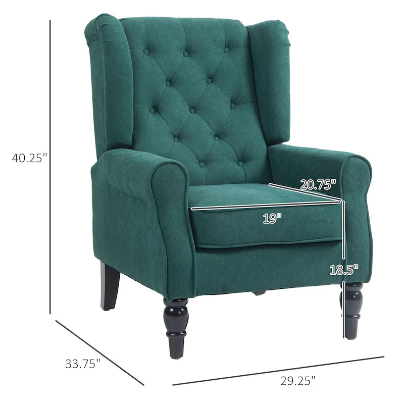 Fauteuil d'appoint HOMCOM Copper Grove Guanta à pieds en bois capitonnés