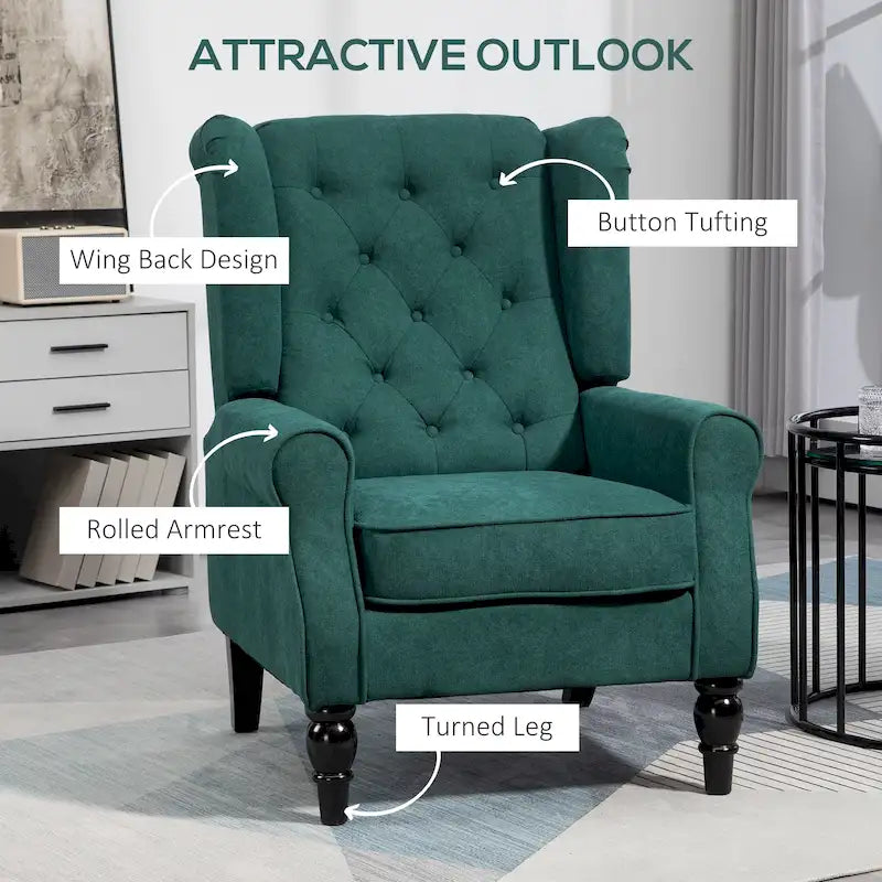 Fauteuil d'appoint HOMCOM Copper Grove Guanta à pieds en bois capitonnés