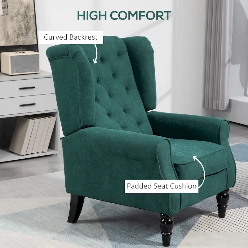 Fauteuil d'appoint HOMCOM Copper Grove Guanta à pieds en bois capitonnés