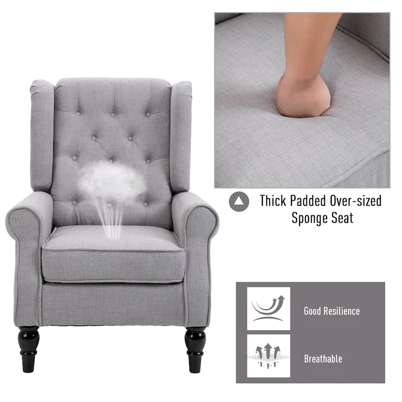 Fauteuil d'appoint HOMCOM Copper Grove Guanta à pieds en bois capitonnés