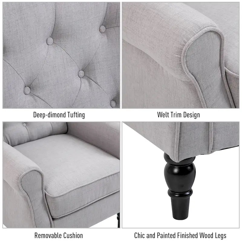 Fauteuil d'appoint HOMCOM Copper Grove Guanta à pieds en bois capitonnés