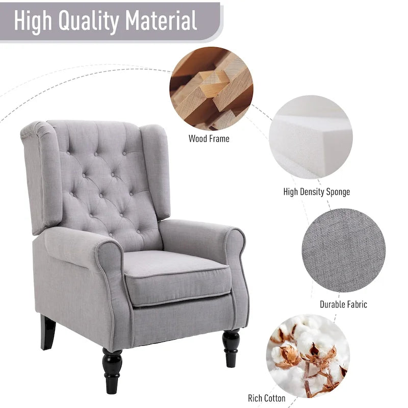 Fauteuil d'appoint HOMCOM Copper Grove Guanta à pieds en bois capitonnés