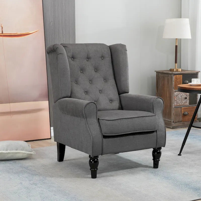 Fauteuil d'appoint HOMCOM Copper Grove Guanta à pieds en bois capitonnés
