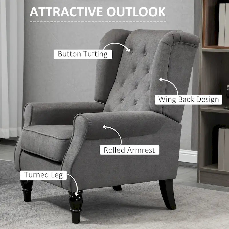 Fauteuil d'appoint HOMCOM Copper Grove Guanta à pieds en bois capitonnés