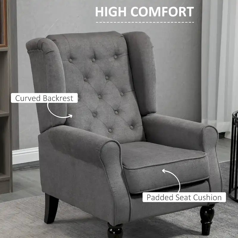 Fauteuil d'appoint HOMCOM Copper Grove Guanta à pieds en bois capitonnés