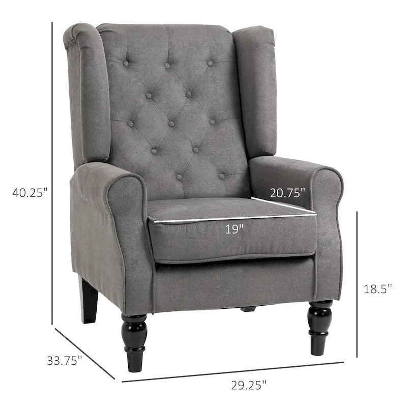 Fauteuil d'appoint HOMCOM Copper Grove Guanta à pieds en bois capitonnés