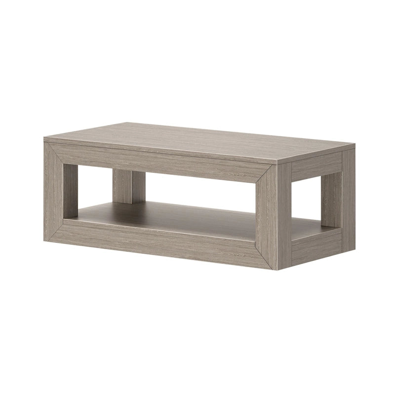 Table basse rectangulaire moderne Plank and Beam avec étagère