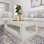 Table basse rectangulaire moderne Plank and Beam avec étagère