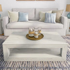 Table basse rectangulaire moderne Plank and Beam avec étagère