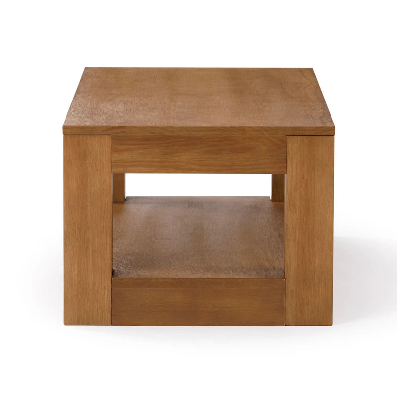 Table basse rectangulaire moderne Plank and Beam avec étagère