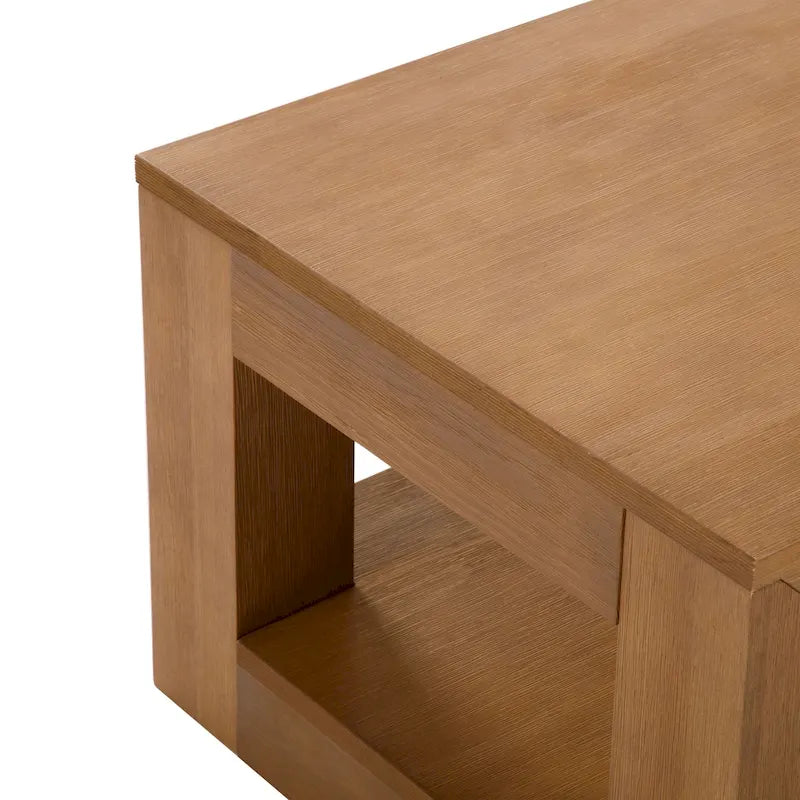 Table basse rectangulaire moderne Plank and Beam avec étagère