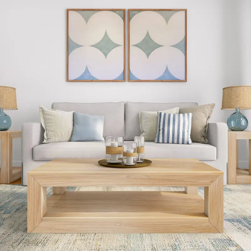 Table basse rectangulaire moderne Plank and Beam avec étagère