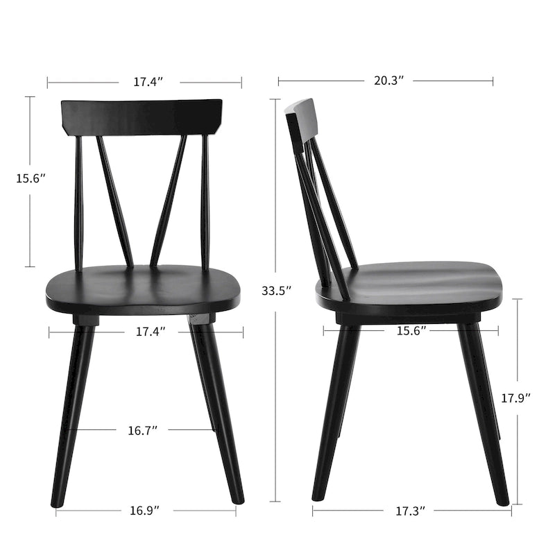 Chaises de salle à manger en bois Windsor de 17,4 pouces de large