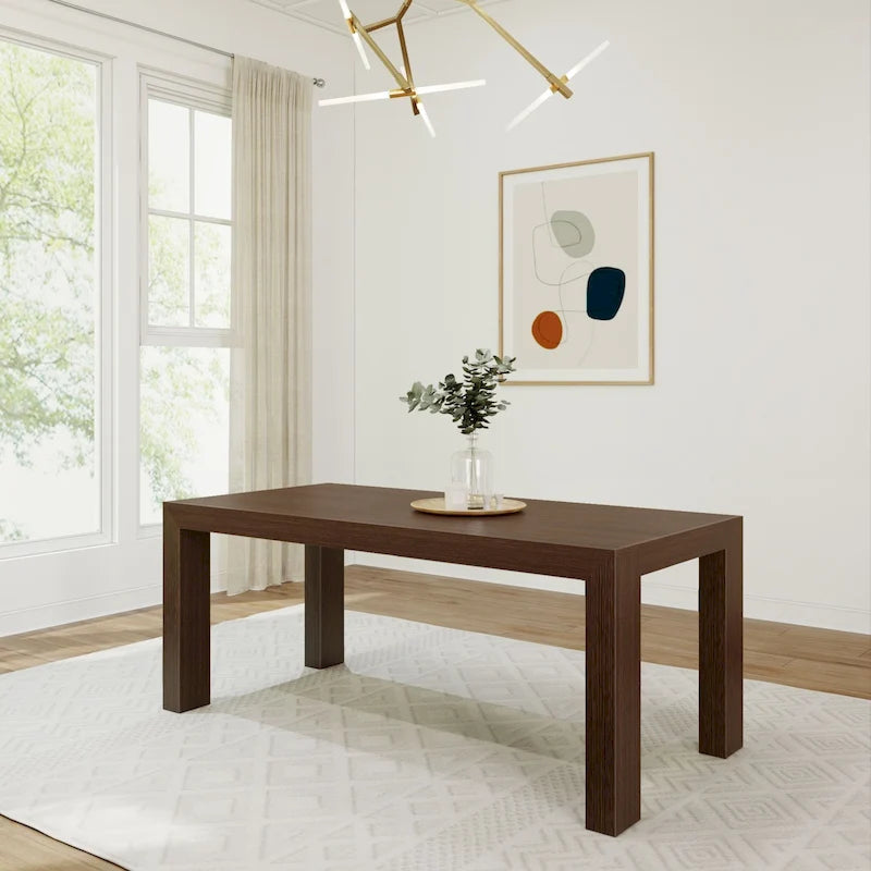 Table de salle à manger rectangulaire moderne à panneaux et poutres - 72