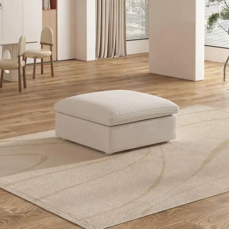 Grand canapé d'angle rembourré de duvet avec pouf pour salon