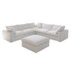 Grand canapé d'angle rembourré de duvet avec pouf pour salon