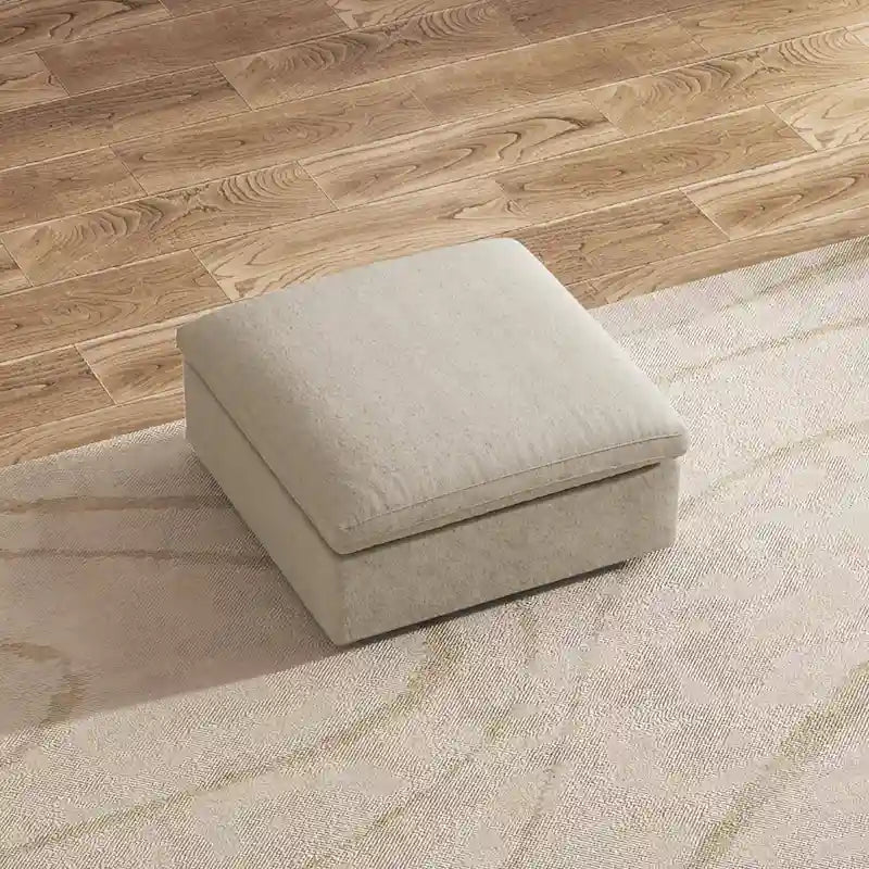 Grand canapé d'angle rembourré de duvet avec pouf pour salon