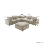 Grand canapé d'angle rembourré de duvet avec pouf pour salon