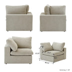Grand canapé d'angle rembourré de duvet avec pouf pour salon