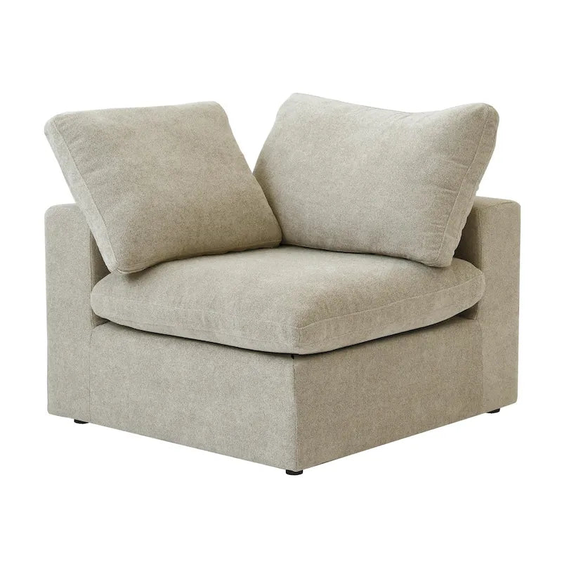Grand canapé d'angle rembourré de duvet avec pouf pour salon