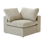 Grand canapé d'angle rembourré de duvet avec pouf pour salon