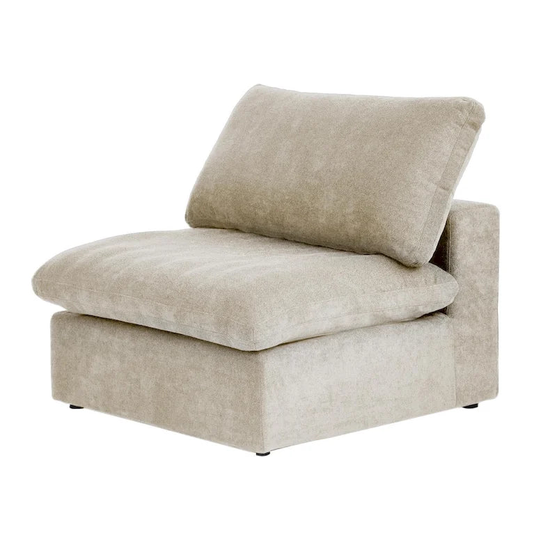 Grand canapé d'angle rembourré de duvet avec pouf pour salon