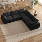 Grand canapé d'angle rembourré de duvet avec pouf pour salon