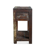 Table d'appoint artisanale en bois recyclé (Inde)