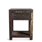 Table d'appoint artisanale en bois recyclé (Inde)
