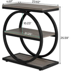 Table d'appoint étroite avec 3 étagères de rangement, table de chevet en bois pour salon