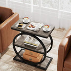 Table d'appoint étroite avec 3 étagères de rangement, table de chevet en bois pour salon