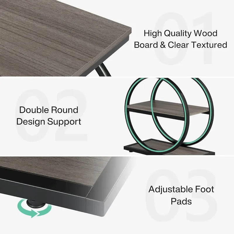 Table d'appoint étroite avec 3 étagères de rangement, table de chevet en bois pour salon