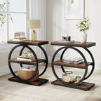 Table d'appoint étroite avec 3 étagères de rangement, table de chevet en bois pour salon