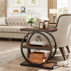 Table d'appoint étroite avec 3 étagères de rangement, table de chevet en bois pour salon